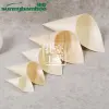 Japanese and Korean creative wooden ice cream cone coffee shop, disposable snack packaging, wooden veneer egg roll container, ice cream packaging details Picture